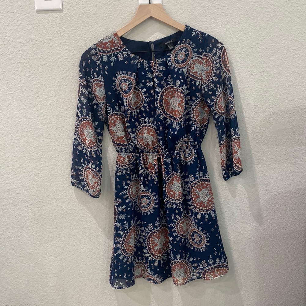 Dress Forever 21, 100% polyester Size S, color blue